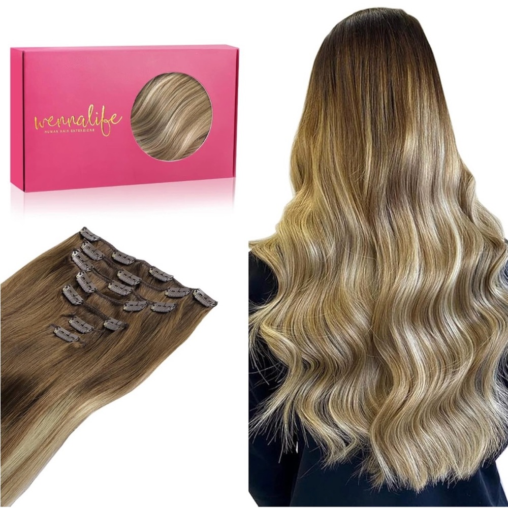 Wennalife 20 inch ombré walnut brown to ash blonde extensions